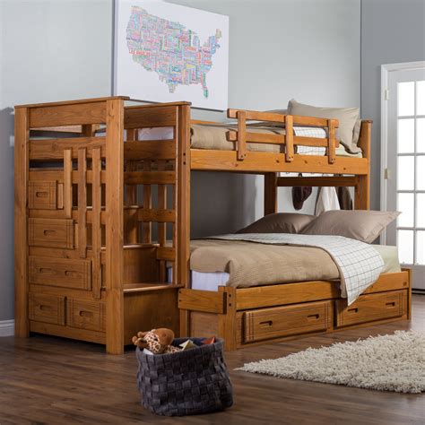 twin over full bunk bed with stairs and storage